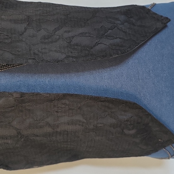 Vintage Black Lace Overlay Open Front Vest By Liz Sinclair - Picture 4 of 9